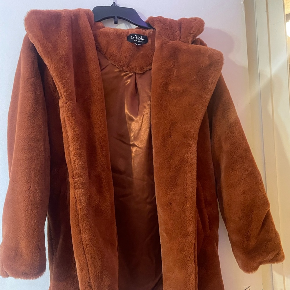 fluffy burnt orange coat